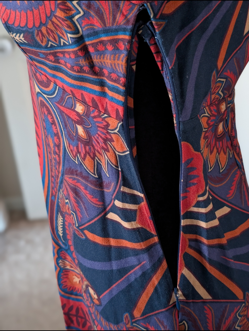Farm Rio Macaw Arabesque Maxi Dress Eco-Viscose XS V-neck Puff Sleeve - Picture 3 of 10
